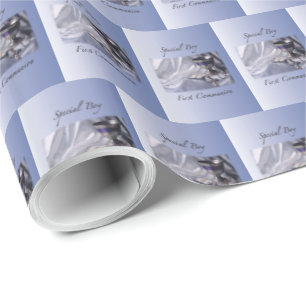 Papel De Regalo Personaliza, Niño, Primera Comunión Azul