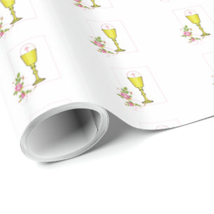 Papel De Regalo Personaliza Nombre de Niña Rosa Primera Comunión