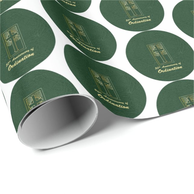 Papel De Regalo Personalizable 50 Aniversario de la Ordenación Ver (Esquina del rollo)
