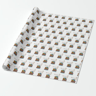 Papel De Regalo Personalizable, Bautizo de Niño Arca de Noé