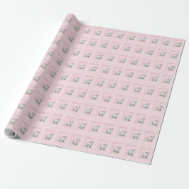 Papel De Regalo Personalizable, Bautizo, Rosa, Niña, Cordero