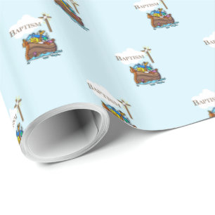 Papel De Regalo Personalizable, bebé bautiza el arca de Noé