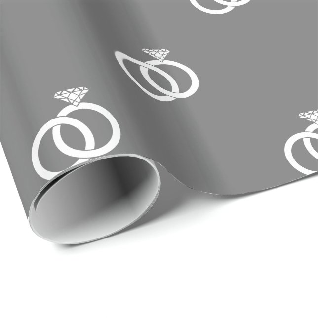 Papel De Regalo Personalizable Boda blanco suena en gris (Esquina del rollo)