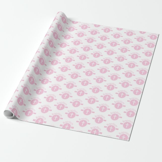 Papel De Regalo Personalizable, Chica rosado Hijo del Bautismo de  (Desenrollado)