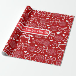 Papel de regalo personalizable Corazones y Rosas
