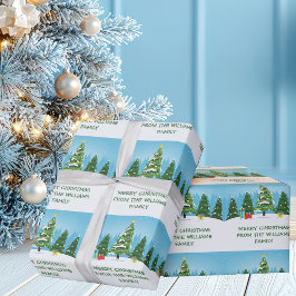 Papel De Regalo Personalizable de árboles de Navidad