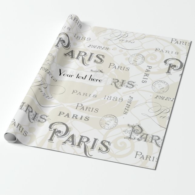 Papel De Regalo Personalizable de cosecha Boda de París (Desenrollado)