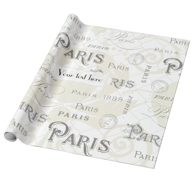 Papel De Regalo Personalizable de cosecha Boda de París (Desenrollado)