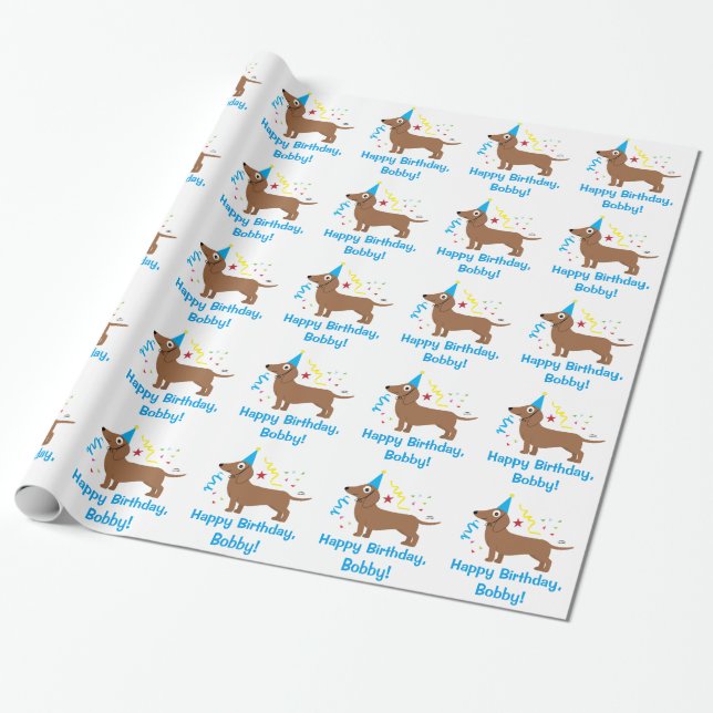 Papel De Regalo Personalizable del nombre del feliz cumpleaños del (Desenrollado)