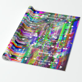 Papel De Regalo Personalizable Feliz Cumpleaños Colorful Glitch Gu