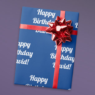 Papel De Regalo Personalizable Feliz Cumpleaños Texto Azul y bla