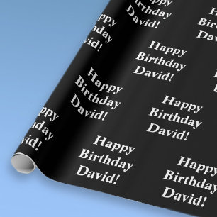 Papel De Regalo Personalizable Feliz Cumpleaños Texto   Blanco y n