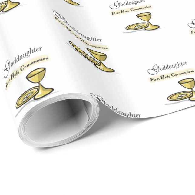 Papel De Regalo Personalizable, hijastra primera comunión cáliz (Esquina del rollo)