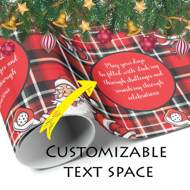 Papel De Regalo Personalizable 🎅 Navidades pickleball (Customizable 🎅Christmas pickleball Wrapping Paper)