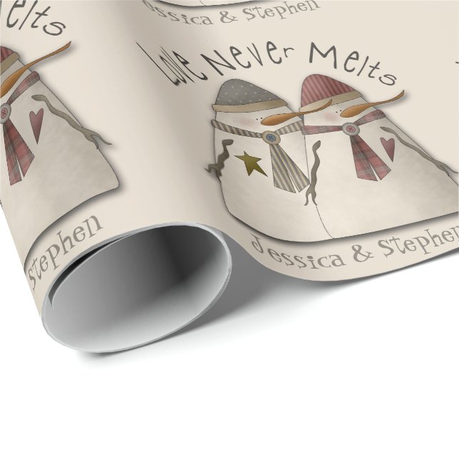 Papel De Regalo Personalizable Pareja de Nieve (Esquina del rollo)