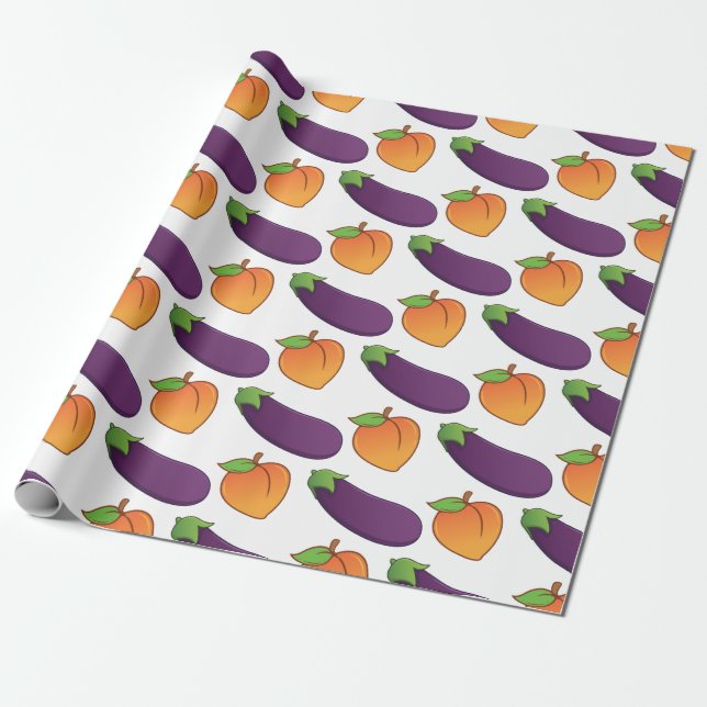 Papel De Regalo Personalizable Peach y Eggplant (Desenrollado)