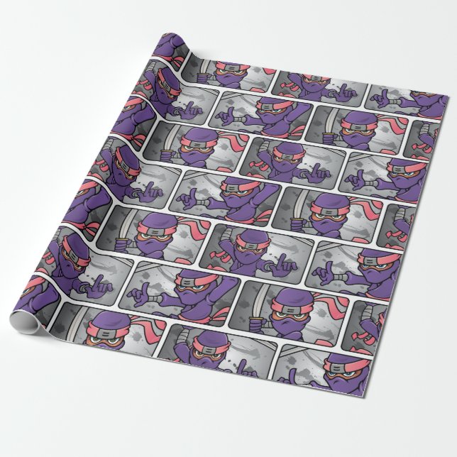 Papel De Regalo Personalizable Purple Ninja (Desenrollado)
