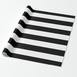 Papel De Regalo Personalizable rayado grande negro y blanco del |