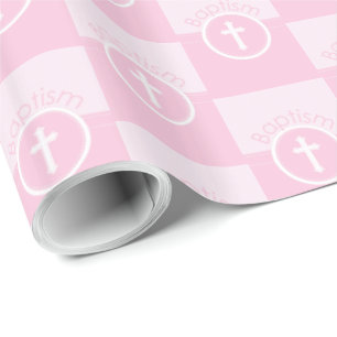 Papel De Regalo Personalizable, Rosa Bautizo de Niña Hija de Dios