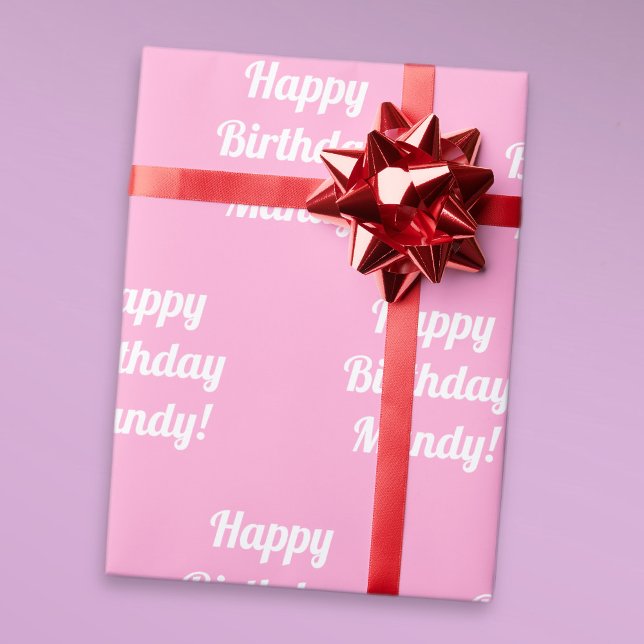 Papel De Regalo Personalizable Rosa Cute Feliz Cumpleaños Textos (Subido por el creador)