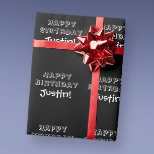 Papel De Regalo Personalizable Texto Feliz Cumpleaños