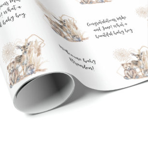 Papel De Regalo Personalizable Woodland Forest Animal Baby Shower