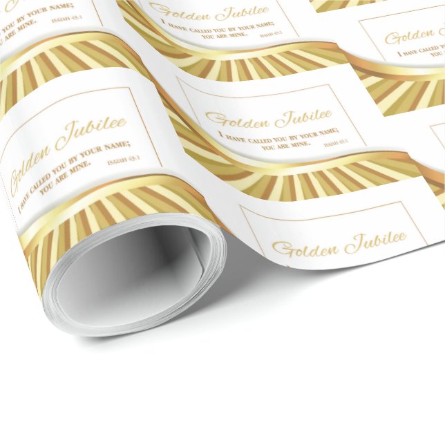 Papel De Regalo Personalización, aniversario de oro de la vida rel (Esquina del rollo)