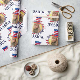 Papel De Regalo Personalización De Nombre Y Patrón Fotoamericano D