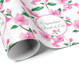 Papel De Regalo Personalización de nombres Boda de cerezos de flor