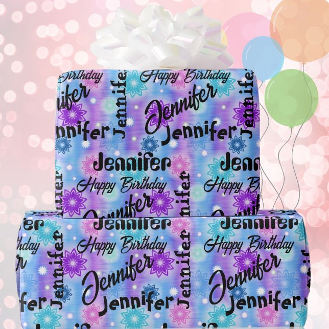 Papel De Regalo Personalización Nombre Feliz Cumpleaños Lavanda Az (Subido por el creador)