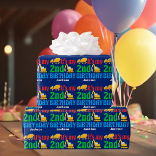 Papel De Regalo Personalizado 2º vehículo de construcción de ni