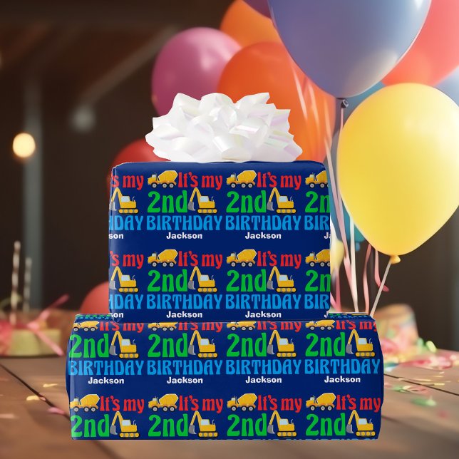 Papel De Regalo Personalizado 2º vehículo de construcción de niño  (Subido por el creador)