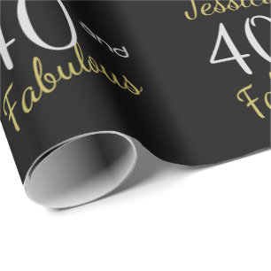 Papel De Regalo Personalizado 40 y cuadragésimo cumpleaños