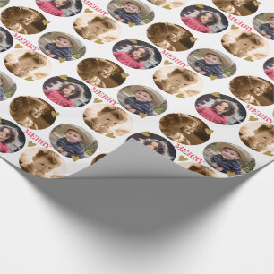 Papel De Regalo Personalizado 4 Collage de fotos Oro Corazón Feli
