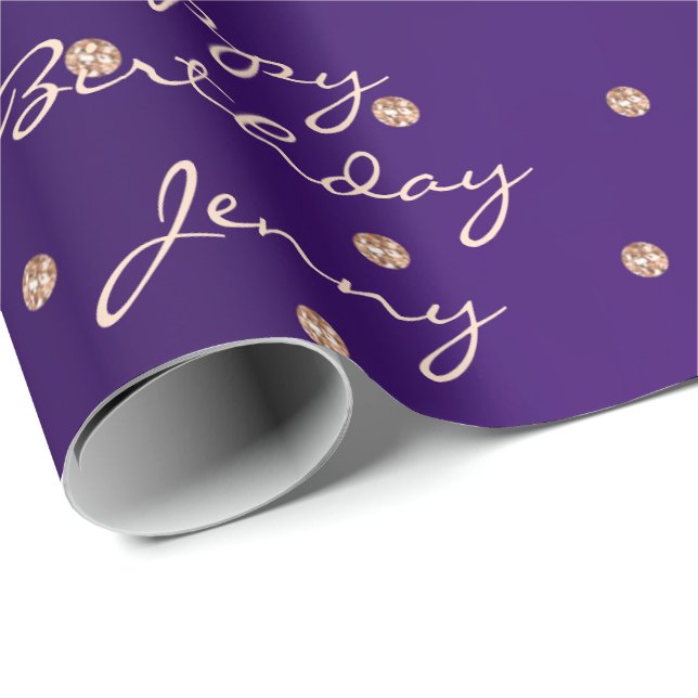 Papel De Regalo Personalizado Amethyst Rosa Purple Crystal Swarovs (Esquina del rollo)
