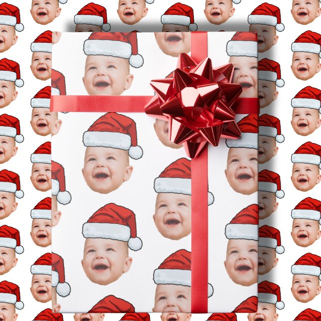 Papel De Regalo Personalizado Baby Face Foto Santa Hat Navidades (Subido por el creador)