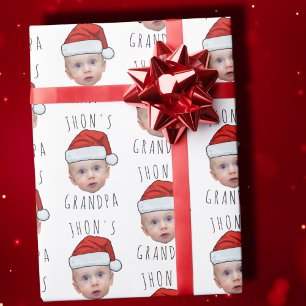 Papel De Regalo Personalizado Baby Face Santa Hat Navidad Foto