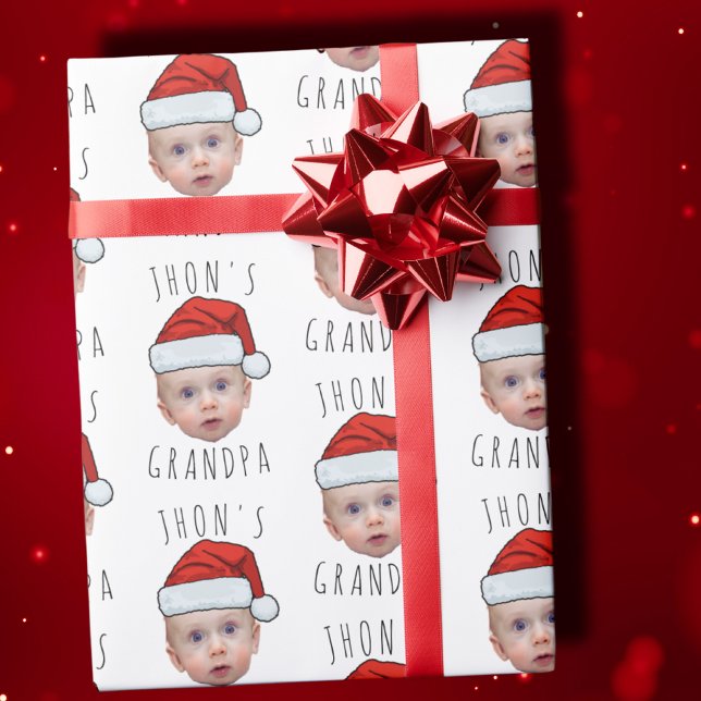 Papel De Regalo Personalizado Baby Face Santa Hat Navidad Foto (Subido por el creador)