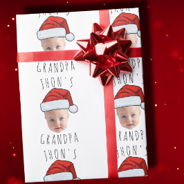 Papel De Regalo Personalizado Baby Face Santa Hat Navidad Foto