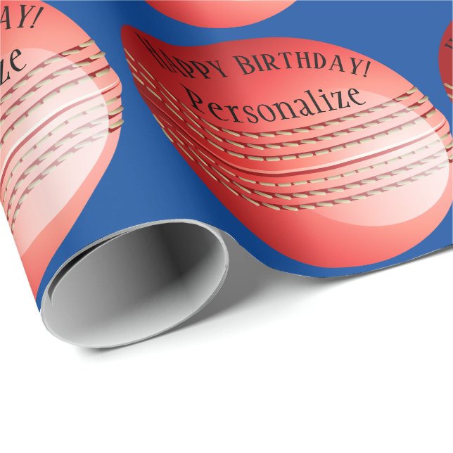 Papel De Regalo Personalizado Baller Ball Nombre Feliz Cumpleaños (Esquina del rollo)