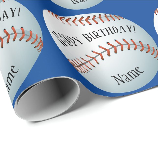 Papel De Regalo Personalizado Baller de Béisbol Feliz cumpleaños (Esquina del rollo)