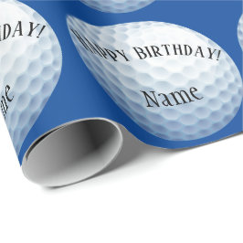 Papel De Regalo Personalizado Baller Golf Nombre Feliz Cumpleaños