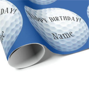 Papel De Regalo Personalizado Baller Golf Nombre Feliz Cumpleaños