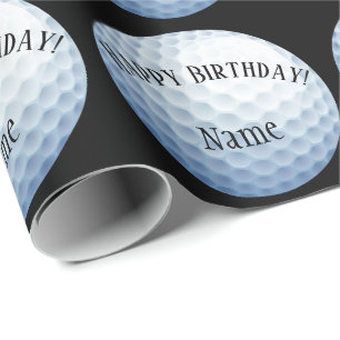 Papel De Regalo Personalizado Baller Golf Nombre Feliz Cumpleaños