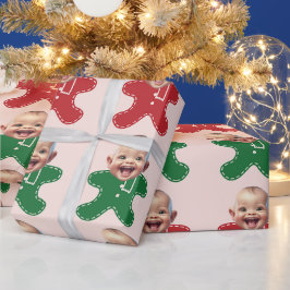 Papel De Regalo Personalizado Bebé Face Photo Gingerbread Hombres 