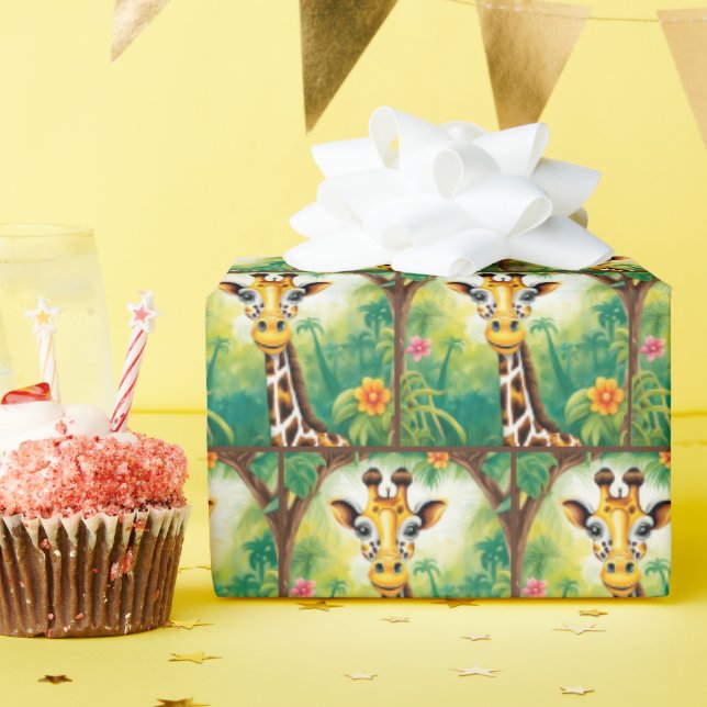 Papel De Regalo Personalizado Birthday Giraffe (Fiesta de cumpleaños )