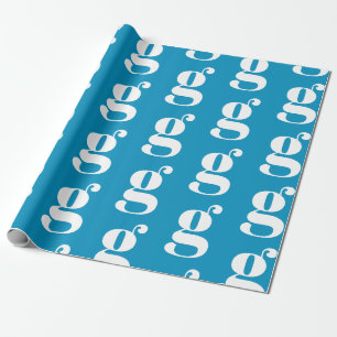 Papel De Regalo Personalizado blanco azul claro monograma moderno