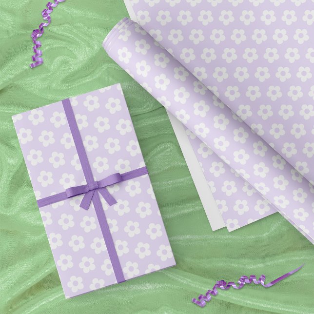 Papel De Regalo Personalizado blanco púrpura y suave flor de marga (In Situ)