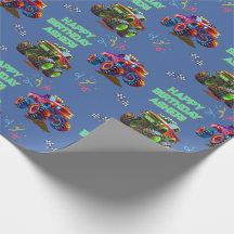 Personalizado Blue 3D Monster Truck Cumpleaños par