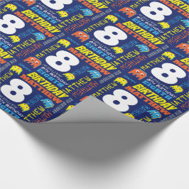 Papel De Regalo Personalizado brillante de 8 años para juegos de P